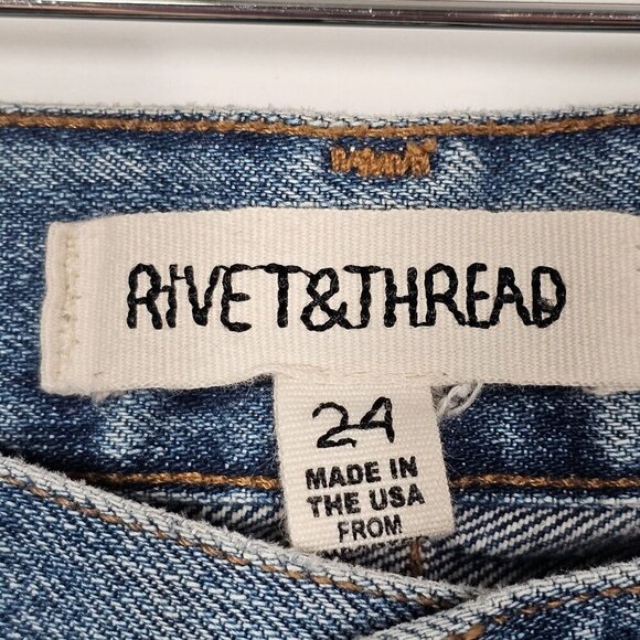 Madewell Rivet & Thread Distressed Straight-Leg Jeans Retro Distressed Size 24 - Picture 9 of 16